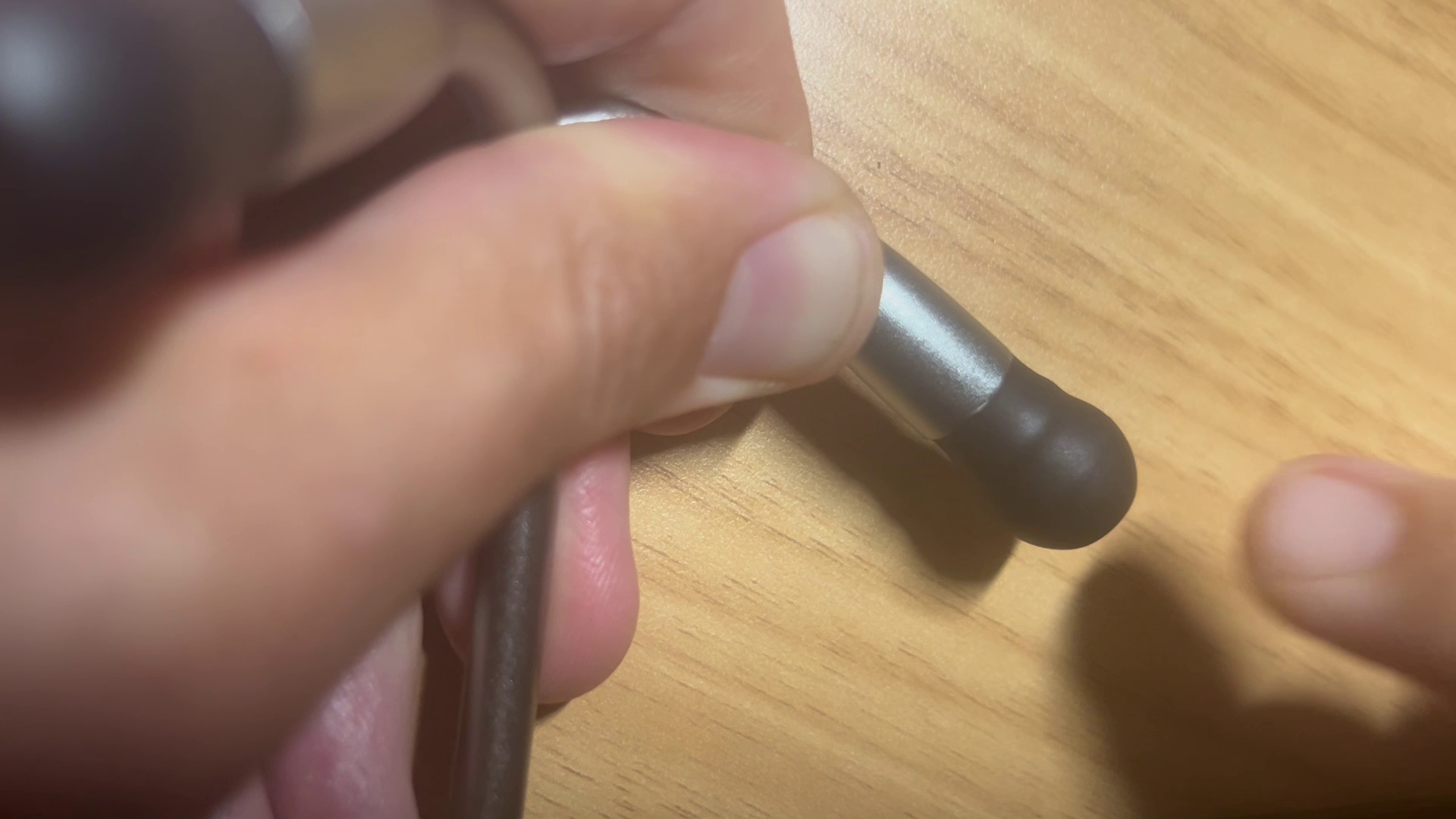Close-up showing a slight bulge after initial placement