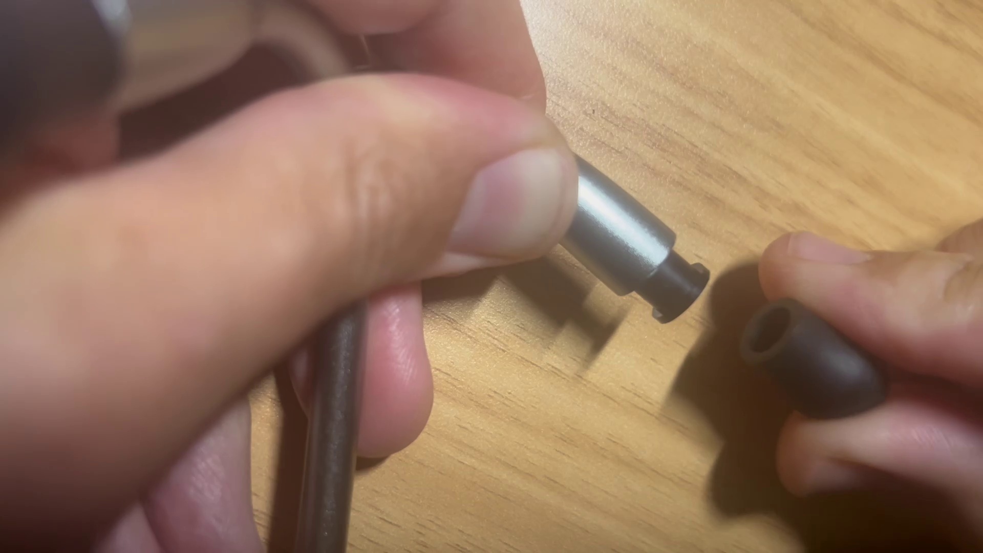 Assembling the tip onto the earpiece stem