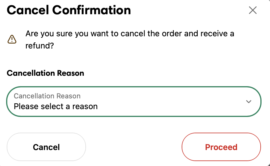 Cancel confirmation
